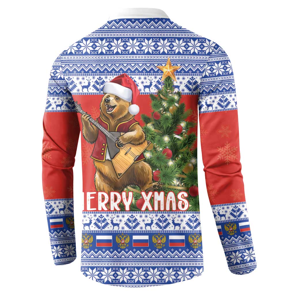 Russia Christmas Button Sweatshirt Brown Bear Playing Balalaika - Wonder Print Shop