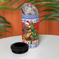 Russia Christmas 4 in 1 Can Cooler Tumbler Brown Bear Playing Balalaika - Wonder Print Shop