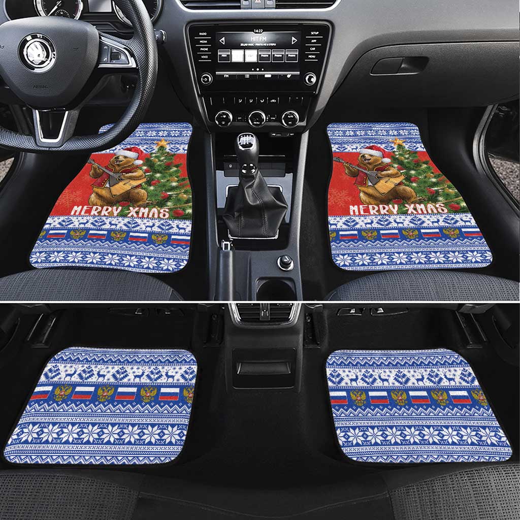 Russia Christmas Car Mats Brown Bear Playing Balalaika - Wonder Print Shop