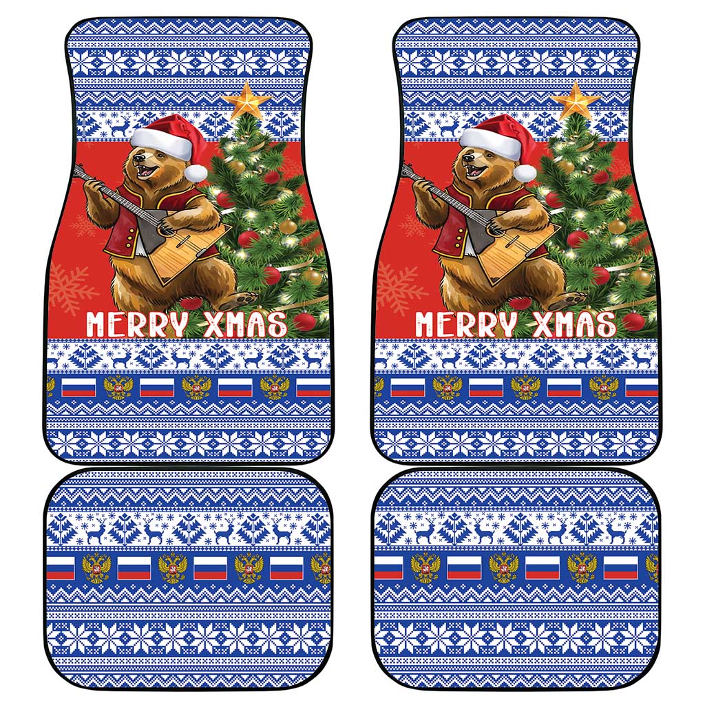 Russia Christmas Car Mats Brown Bear Playing Balalaika - Wonder Print Shop