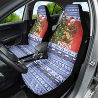 Russia Christmas Car Seat Cover Brown Bear Playing Balalaika - Wonder Print Shop