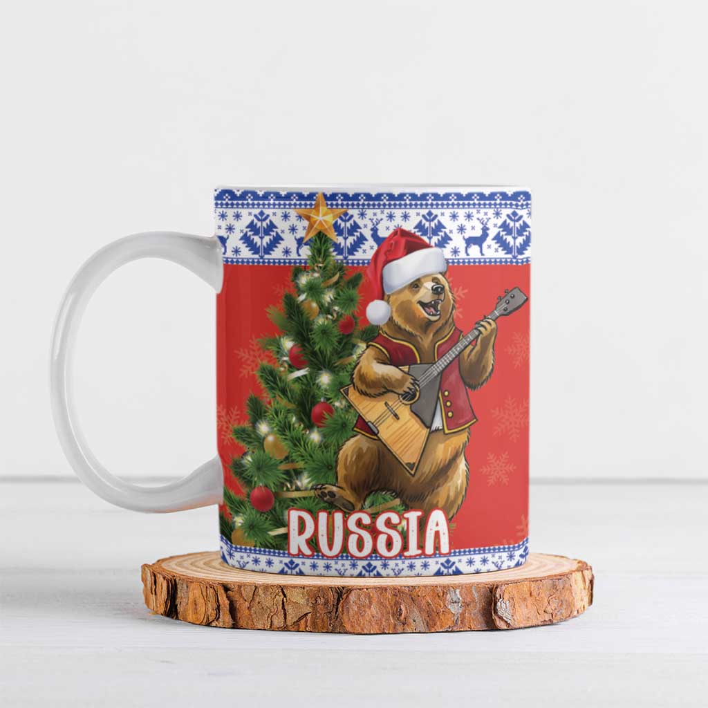 Russia Christmas Ceramic Mug Brown Bear Playing Balalaika - Wonder Print Shop