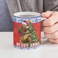 Russia Christmas Ceramic Mug Brown Bear Playing Balalaika - Wonder Print Shop