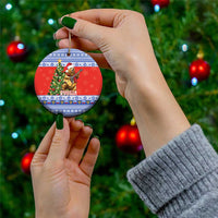 Russia Christmas Ceramic Ornament Brown Bear Playing Balalaika - Wonder Print Shop