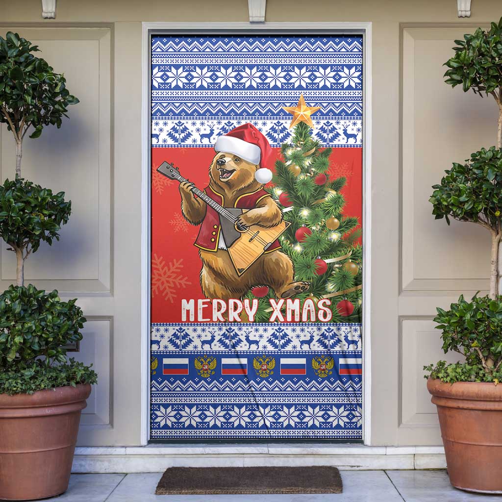 Russia Christmas Door Cover Brown Bear Playing Balalaika - Wonder Print Shop