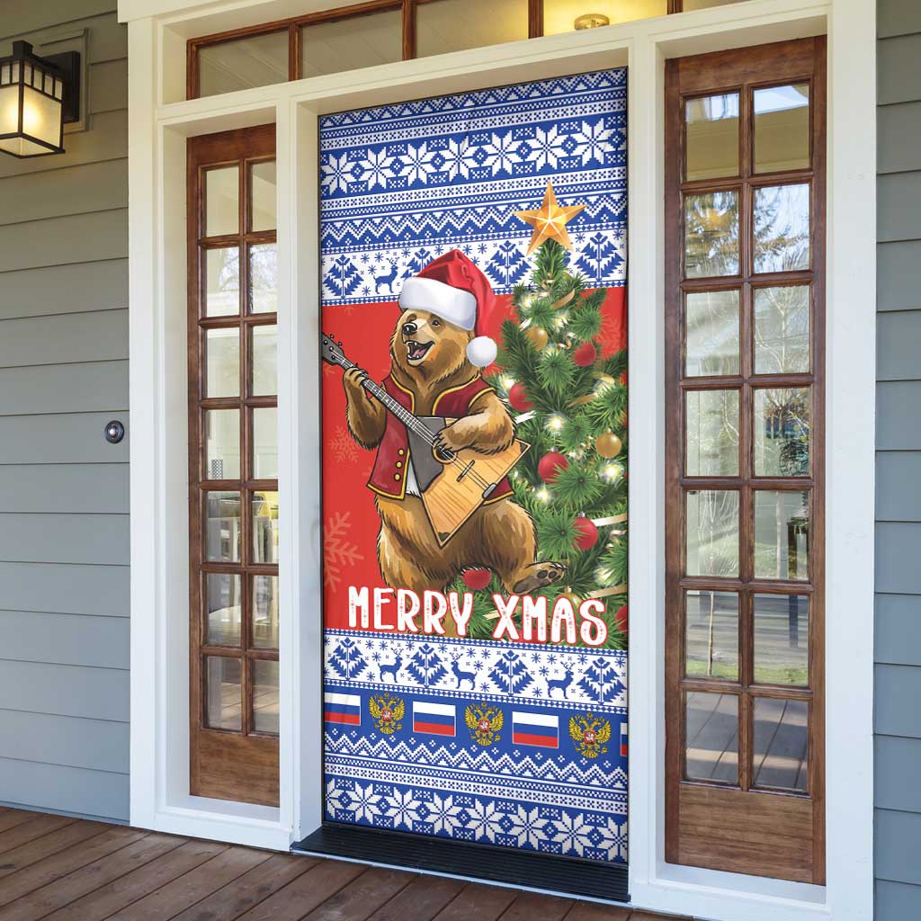 Russia Christmas Door Cover Brown Bear Playing Balalaika - Wonder Print Shop