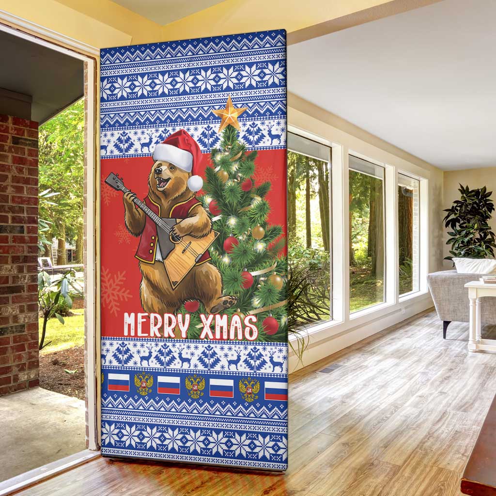 Russia Christmas Door Cover Brown Bear Playing Balalaika - Wonder Print Shop