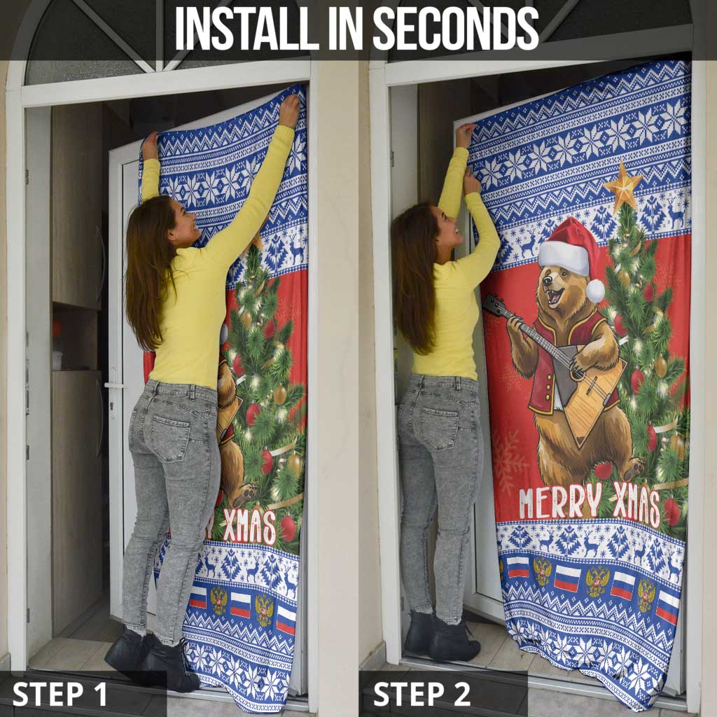 Russia Christmas Door Cover Brown Bear Playing Balalaika - Wonder Print Shop