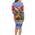Russia Christmas Family Matching Long Sleeve Bodycon Dress and Hawaiian Shirt Brown Bear Playing Balalaika - Wonder Print Shop