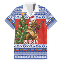 Russia Christmas Family Matching Mermaid Dress and Hawaiian Shirt Brown Bear Playing Balalaika - Wonder Print Shop
