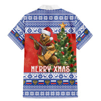 Russia Christmas Family Matching Mermaid Dress and Hawaiian Shirt Brown Bear Playing Balalaika - Wonder Print Shop