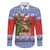 Russia Christmas Family Matching Off The Shoulder Long Sleeve Dress and Hawaiian Shirt Brown Bear Playing Balalaika - Wonder Print Shop