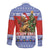 Russia Christmas Family Matching Off The Shoulder Long Sleeve Dress and Hawaiian Shirt Brown Bear Playing Balalaika - Wonder Print Shop