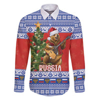 Russia Christmas Family Matching Puletasi and Hawaiian Shirt Brown Bear Playing Balalaika - Wonder Print Shop