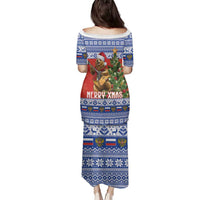 Russia Christmas Family Matching Puletasi and Hawaiian Shirt Brown Bear Playing Balalaika - Wonder Print Shop