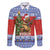 Russia Christmas Family Matching Short Sleeve Bodycon Dress and Hawaiian Shirt Brown Bear Playing Balalaika - Wonder Print Shop