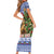 Russia Christmas Family Matching Short Sleeve Bodycon Dress and Hawaiian Shirt Brown Bear Playing Balalaika - Wonder Print Shop