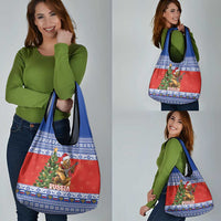 Russia Christmas Grocery Bag Brown Bear Playing Balalaika - Wonder Print Shop