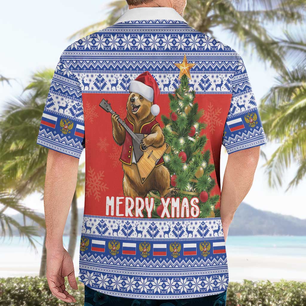 Russia Christmas Hawaiian Shirt Brown Bear Playing Balalaika - Wonder Print Shop
