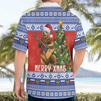 Russia Christmas Hawaiian Shirt Brown Bear Playing Balalaika - Wonder Print Shop