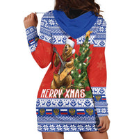 Russia Christmas Hoodie Dress Brown Bear Playing Balalaika - Wonder Print Shop