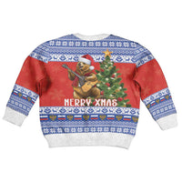 Russia Christmas Kid Ugly Christmas Sweater Brown Bear Playing Balalaika - Wonder Print Shop