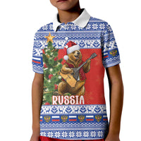 Russia Christmas Kid Polo Shirt Brown Bear Playing Balalaika - Wonder Print Shop