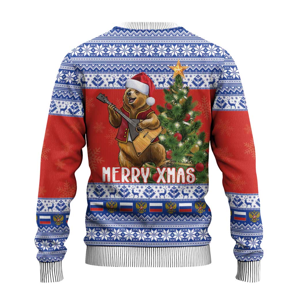 Russia Christmas Ugly Christmas Sweater Brown Bear Playing Balalaika - Wonder Print Shop