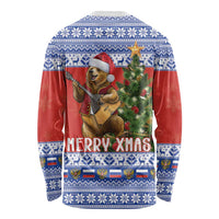 Russia Christmas Long Sleeve Shirt Brown Bear Playing Balalaika - Wonder Print Shop