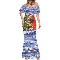Russia Christmas Mermaid Dress Brown Bear Playing Balalaika - Wonder Print Shop
