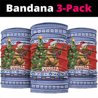 Russia Christmas Neck Gaiter Brown Bear Playing Balalaika - Wonder Print Shop