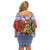 Russia Christmas Off Shoulder Short Dress Brown Bear Playing Balalaika - Wonder Print Shop