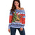 Russia Christmas Off Shoulder Sweater Brown Bear Playing Balalaika - Wonder Print Shop