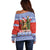 Russia Christmas Off Shoulder Sweater Brown Bear Playing Balalaika - Wonder Print Shop