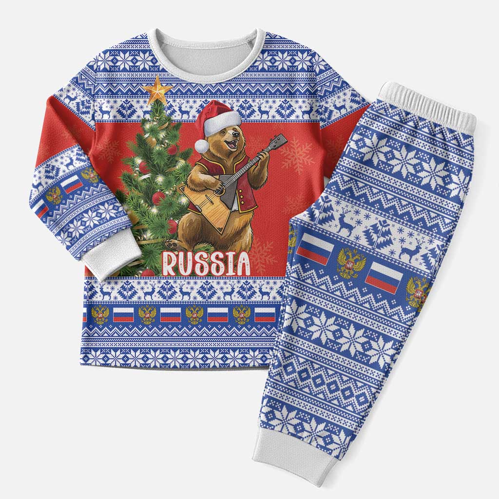 Russia Christmas Pajama Set Brown Bear Playing Balalaika - Wonder Print Shop