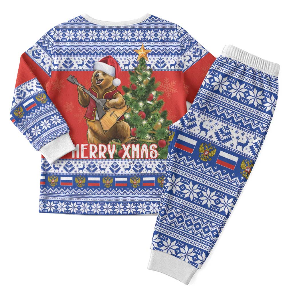 Russia Christmas Pajama Set Brown Bear Playing Balalaika - Wonder Print Shop