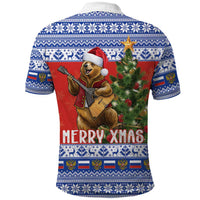 Russia Christmas Polo Shirt Brown Bear Playing Balalaika - Wonder Print Shop