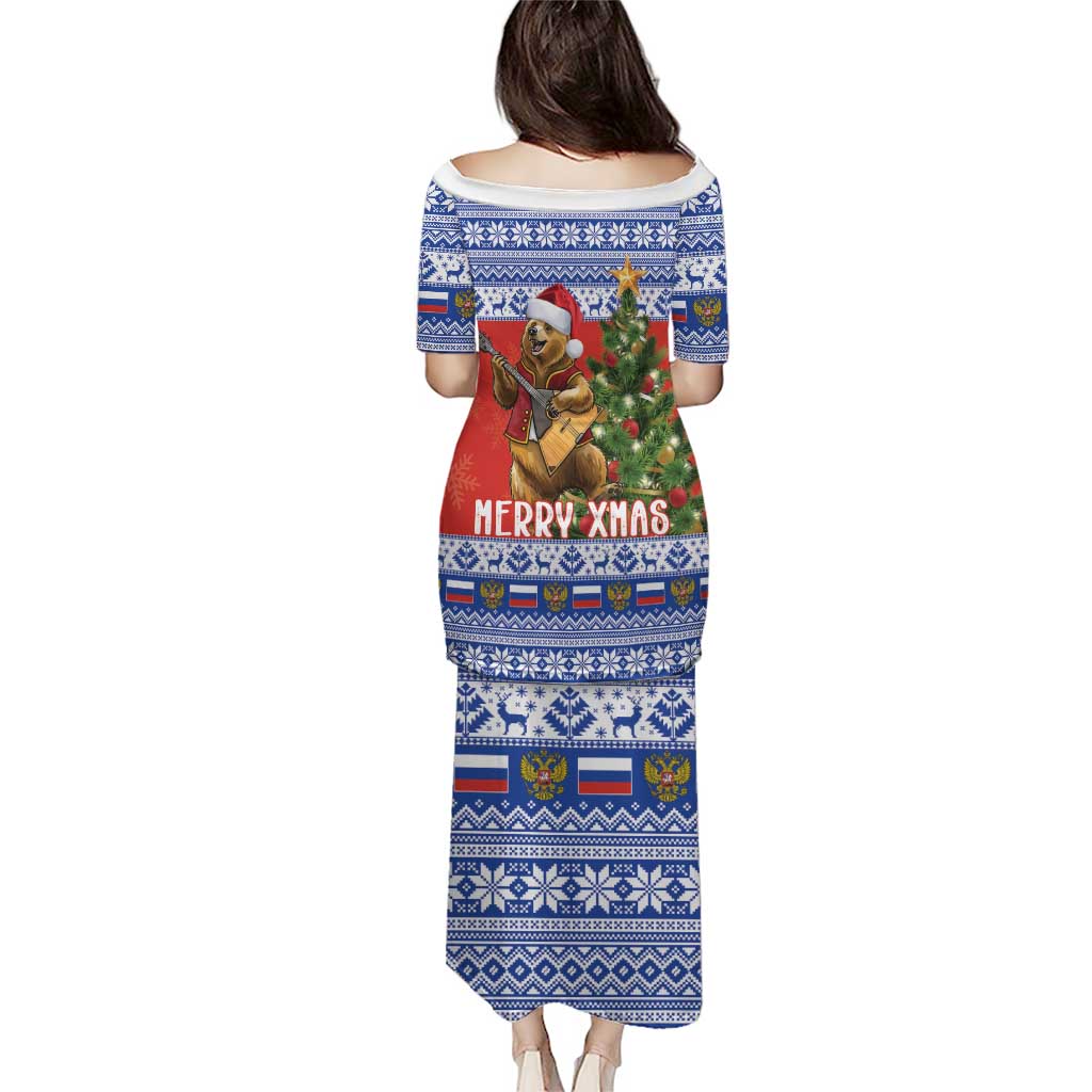 Russia Christmas Puletasi Brown Bear Playing Balalaika - Wonder Print Shop