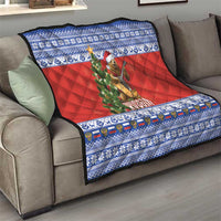 Russia Christmas Quilt Brown Bear Playing Balalaika - Wonder Print Shop