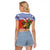 Russia Christmas Raglan Cropped T Shirt Brown Bear Playing Balalaika - Wonder Print Shop