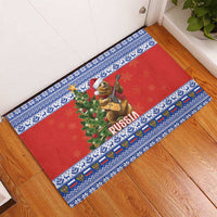 Russia Christmas Rubber Doormat Brown Bear Playing Balalaika - Wonder Print Shop