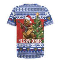 Russia Christmas Rugby Jersey Brown Bear Playing Balalaika - Wonder Print Shop