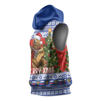 Russia Christmas Sleeveless Hoodie Brown Bear Playing Balalaika - Wonder Print Shop