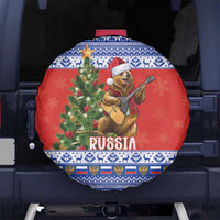 Russia Christmas Spare Tire Cover Brown Bear Playing Balalaika - Wonder Print Shop