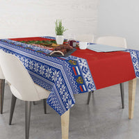 Russia Christmas Tablecloth Brown Bear Playing Balalaika - Wonder Print Shop