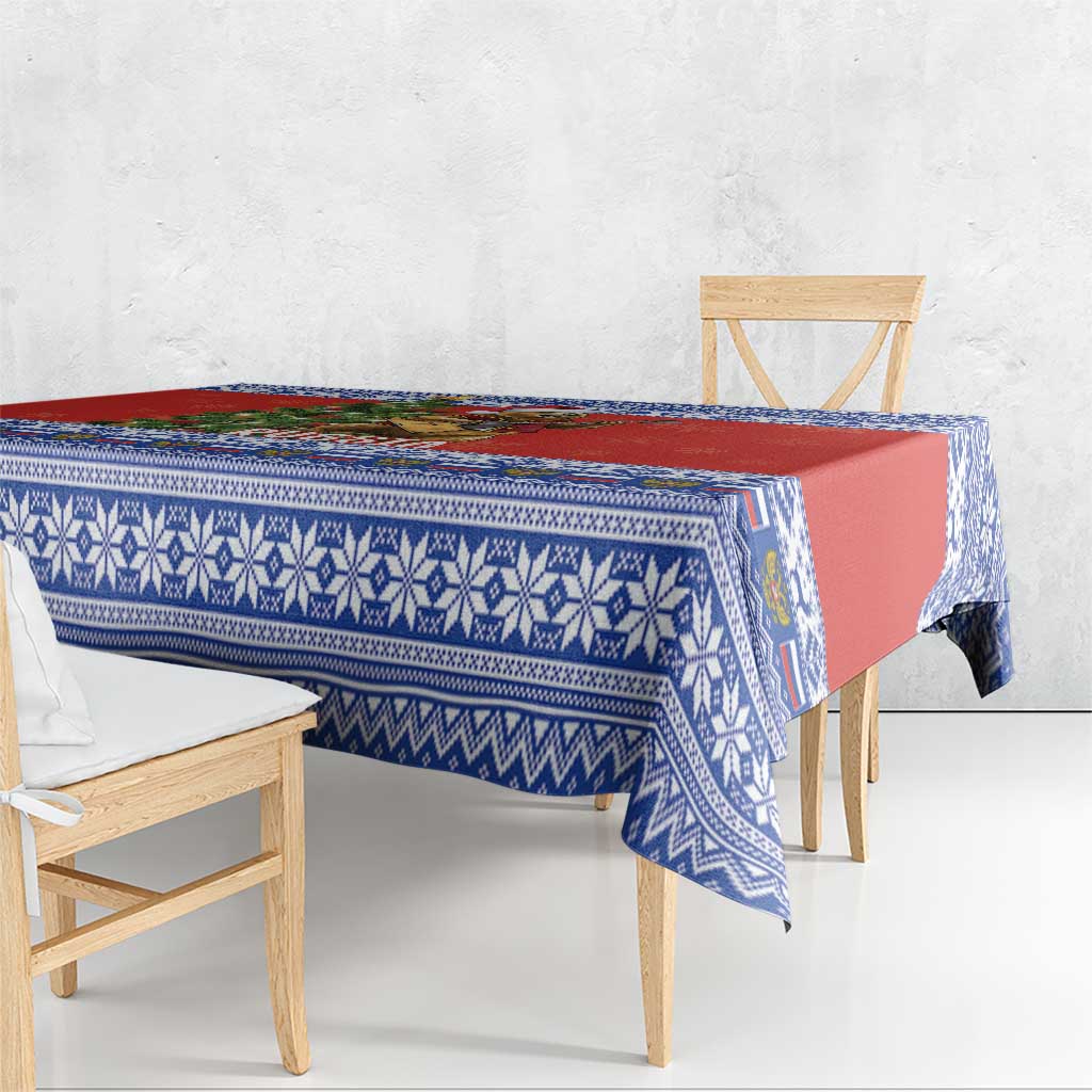 Russia Christmas Tablecloth Brown Bear Playing Balalaika - Wonder Print Shop