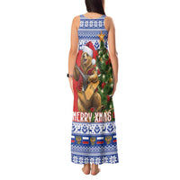 Russia Christmas Tank Maxi Dress Brown Bear Playing Balalaika - Wonder Print Shop