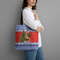 Russia Christmas Tote Bag Brown Bear Playing Balalaika - Wonder Print Shop