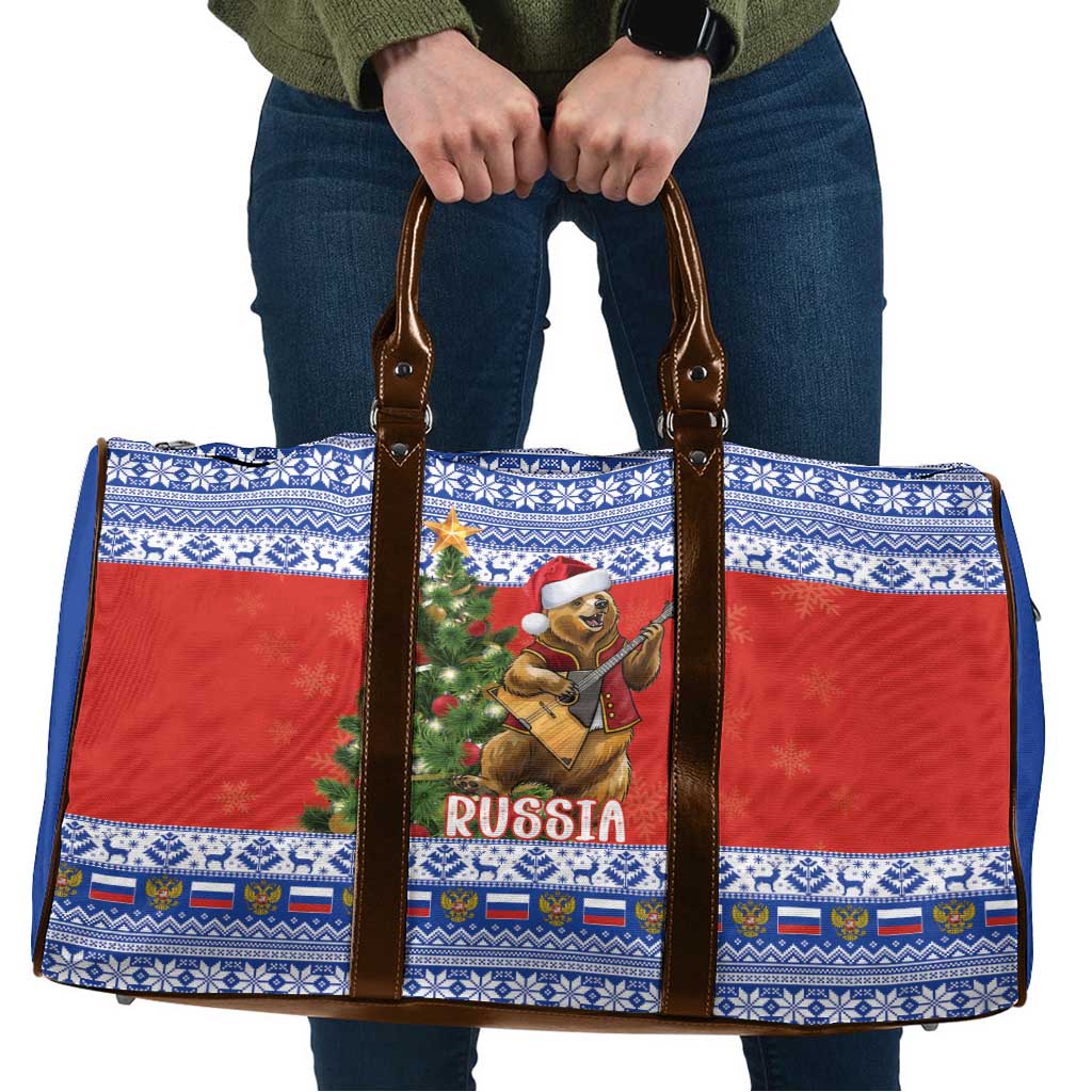 Russia Christmas Travel Bag Brown Bear Playing Balalaika - Wonder Print Shop