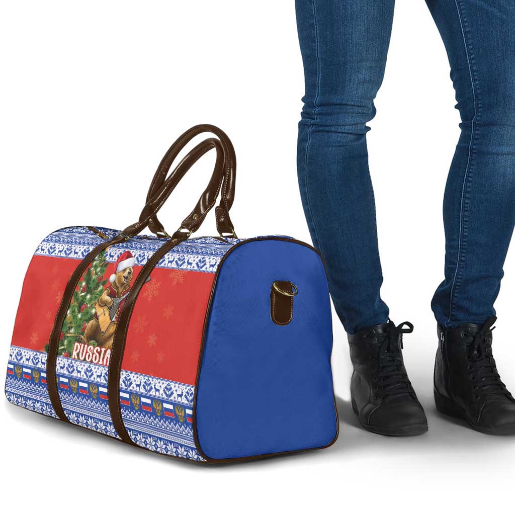 Russia Christmas Travel Bag Brown Bear Playing Balalaika - Wonder Print Shop